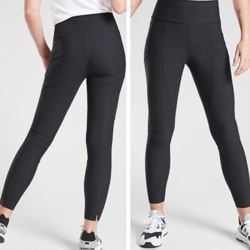 Athleta Stellar City Tight Leggings 10 Black High Rise Travel Minimalist Commute